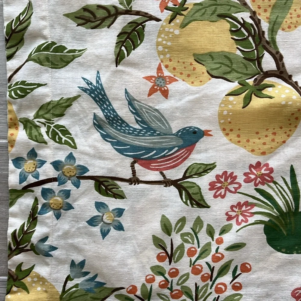 Pottery Barn 2 Jocelyn bird lemon floral pillow shams linen cotton Standard